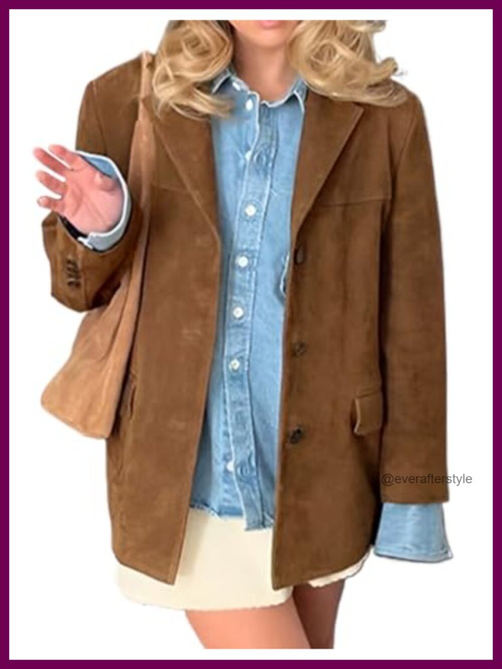 Faux Leather Suede Jacket Oversized Blazer Trench Coat Women